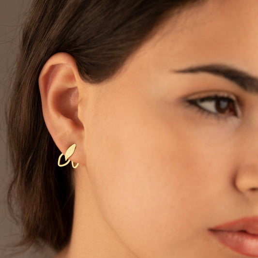 925 Sterling Silver Ear Jacket Double Leaf Earrings