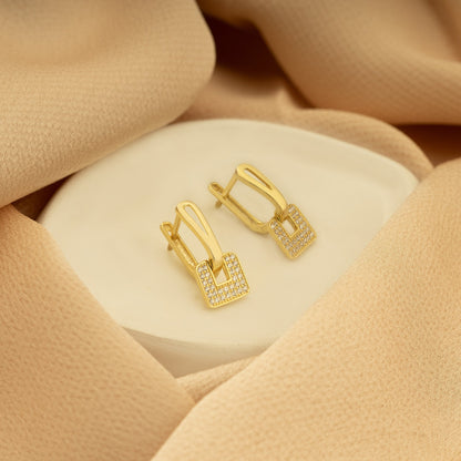 925 Sterling Silver Elegant Geometric Rectangle Earrings