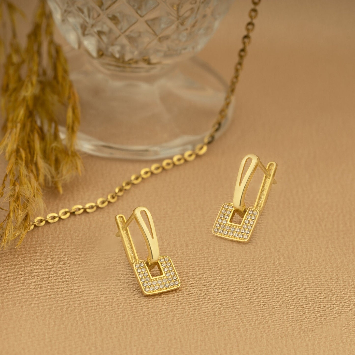 925 Sterling Silver Elegant Geometric Rectangle Earrings