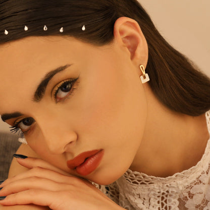 925 Sterling Silver Elegant Geometric Rectangle Earrings