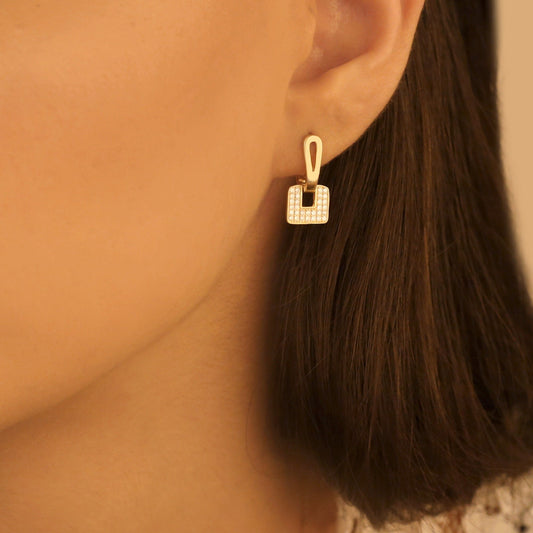 925 Sterling Silver Elegant Geometric Rectangle Earrings