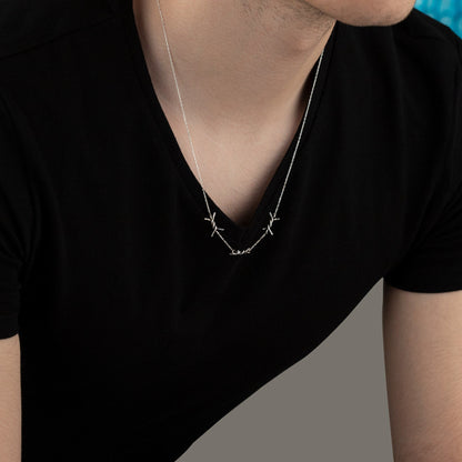 925 Sterling Silver Barbed Wire Necklace