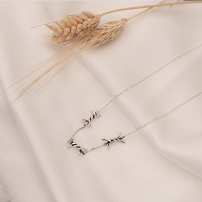 925 Sterling Silver Barbed Wire Necklace