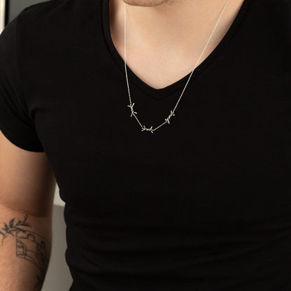 925 Sterling Silver Barbed Wire Necklace