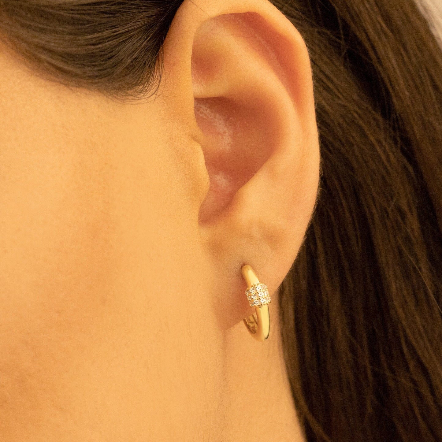 925 Sterling Silver Diamond Hoop Earrings