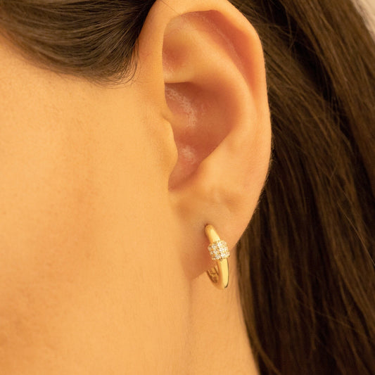 925 Sterling Silver Diamond Hoop Earrings