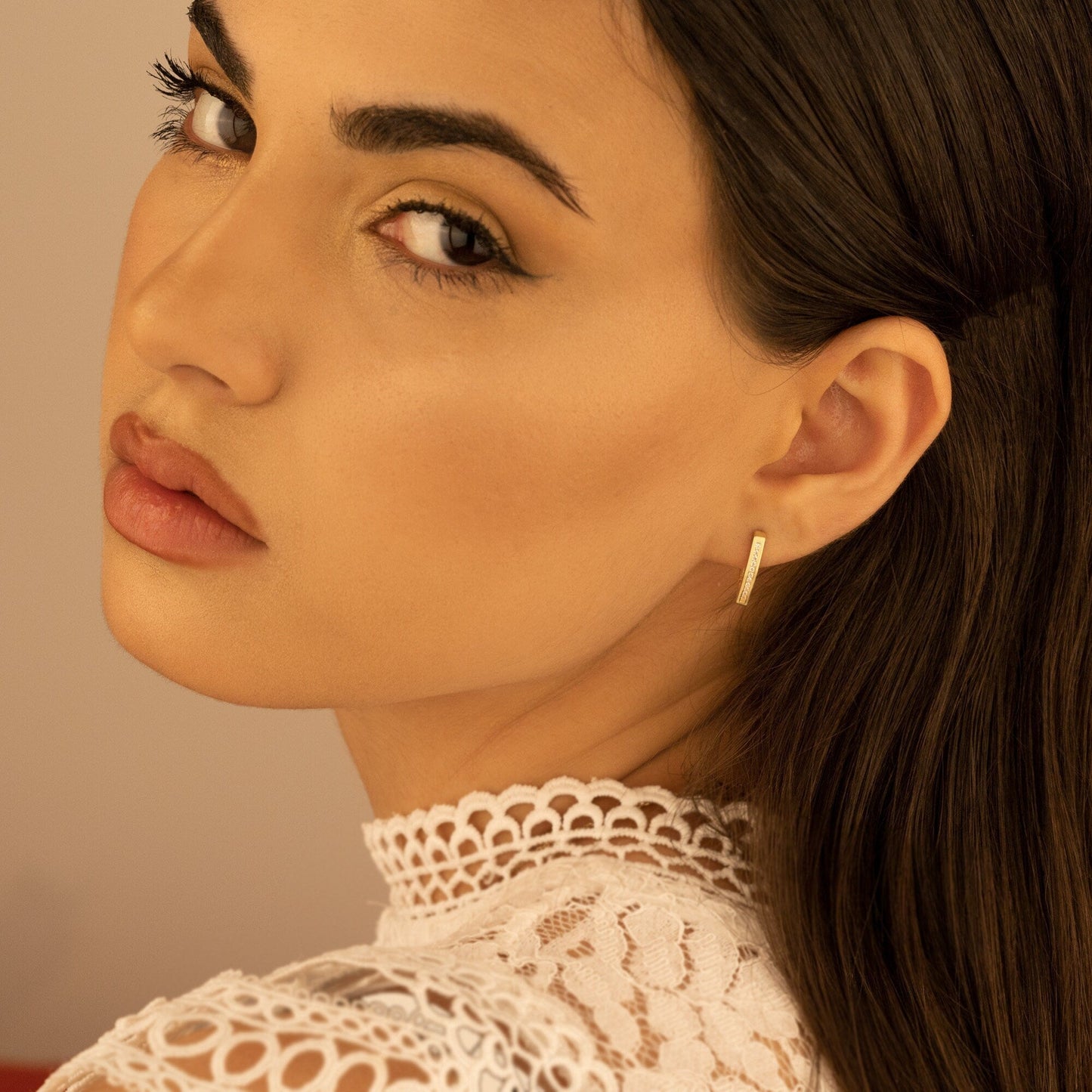 925 Sterling Silver Diamond Pave V Shaped Hoop Earrings