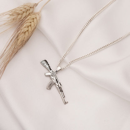 925 Sterling Silver Submachine Gun Necklace