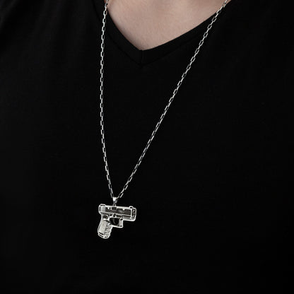 925 Sterling Silver Gun Necklace