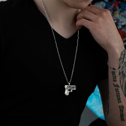 925 Sterling Silver Gun Necklace