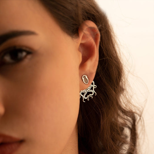 925 Sterling Silver Octopus Ear Jacket Earrings