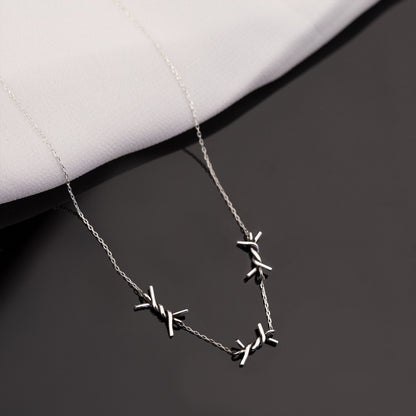 925 Sterling Silver Barbed Wire Necklace