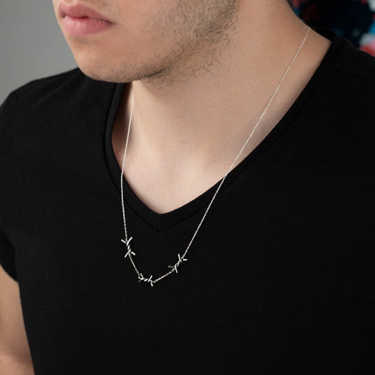 925 Sterling Silver Barbed Wire Necklace