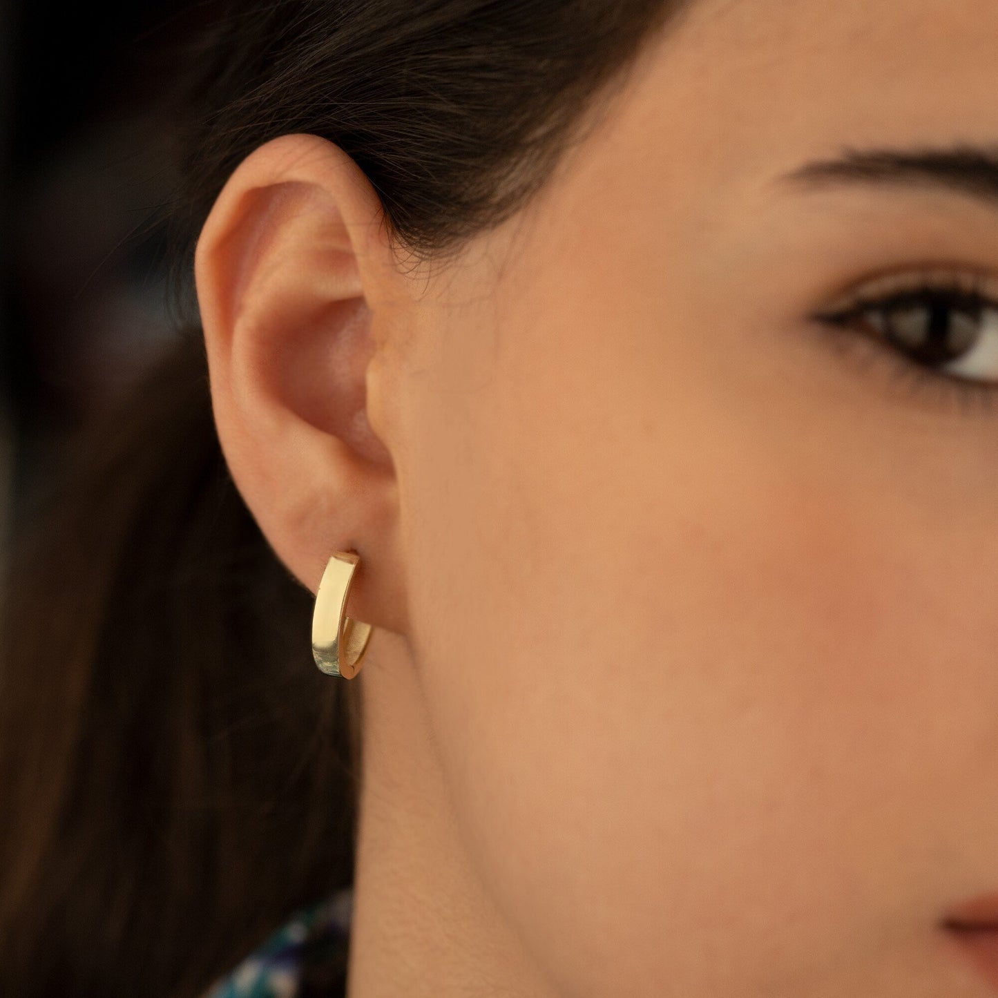 925 Sterling Silver Thick Hoop Huggie Earrings