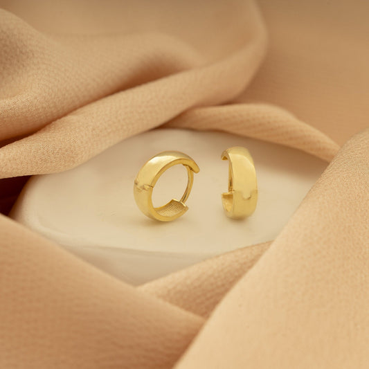 925 Sterling Silver 14mm Thick Big Hoop Huggie Earrings925 Ayar Gümüş 14mm Kalın Büyük Halka Huggie Küpe
