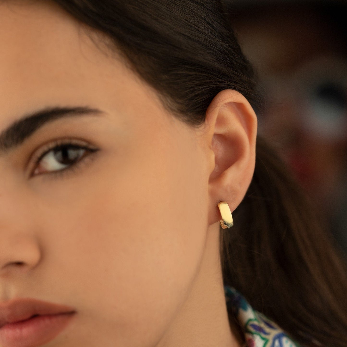 925 Sterling Silver 14mm Thick Big Hoop Huggie Earrings925 Ayar Gümüş 14mm Kalın Büyük Halka Huggie Küpe