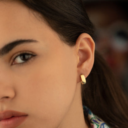 925 Sterling Silver 14mm Thick Big Hoop Huggie Earrings925 Ayar Gümüş 14mm Kalın Büyük Halka Huggie Küpe