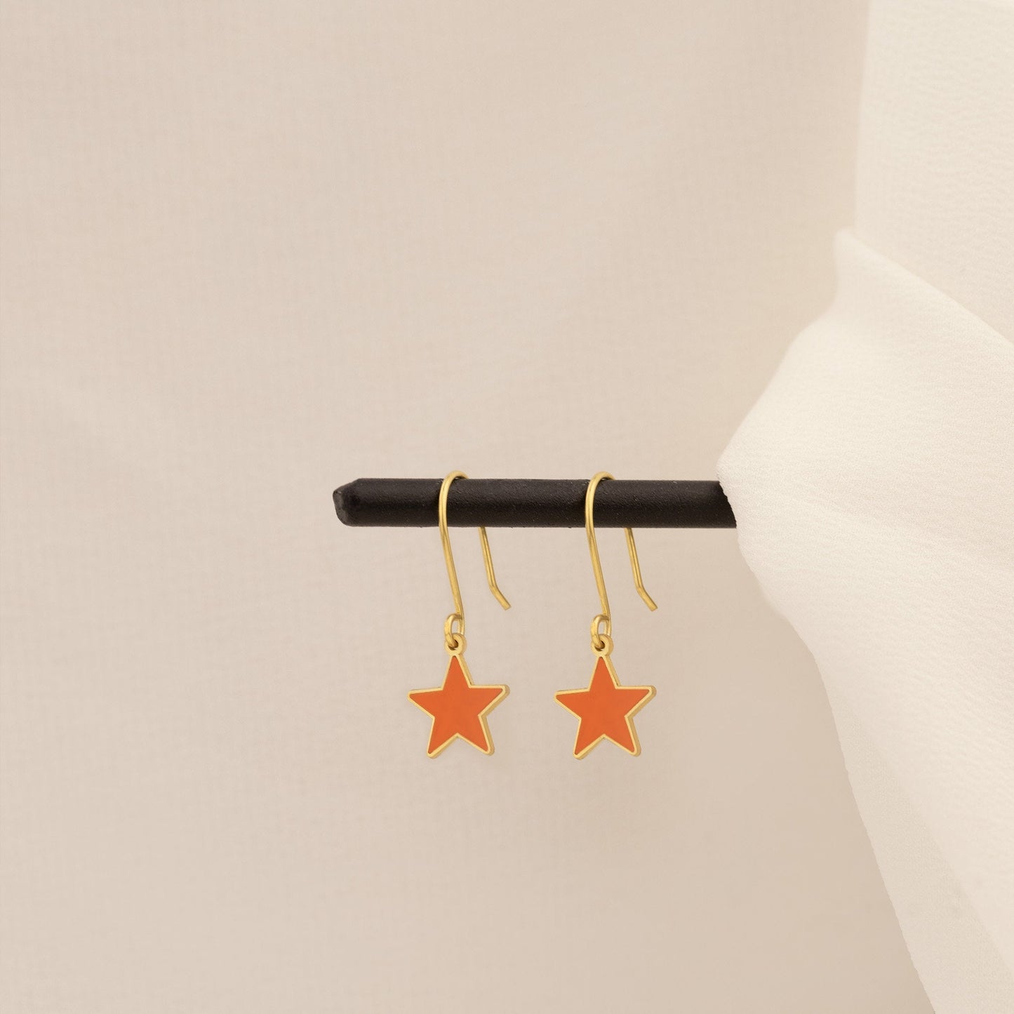 925 Sterling Silver Orange Star Earrings