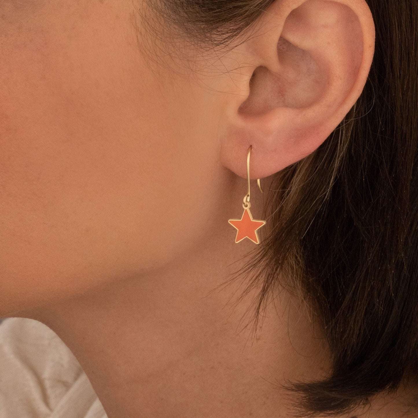 925 Sterling Silver Orange Star Earrings