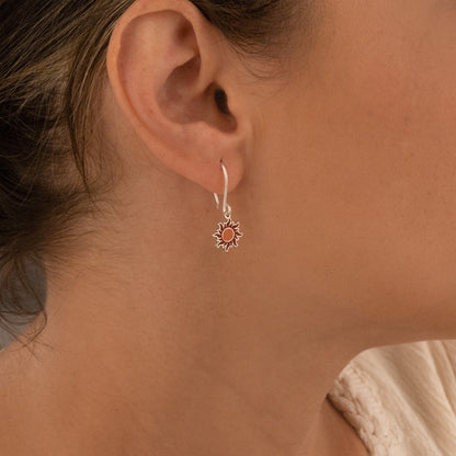 925 Sterling Silver Red Sun Earrings