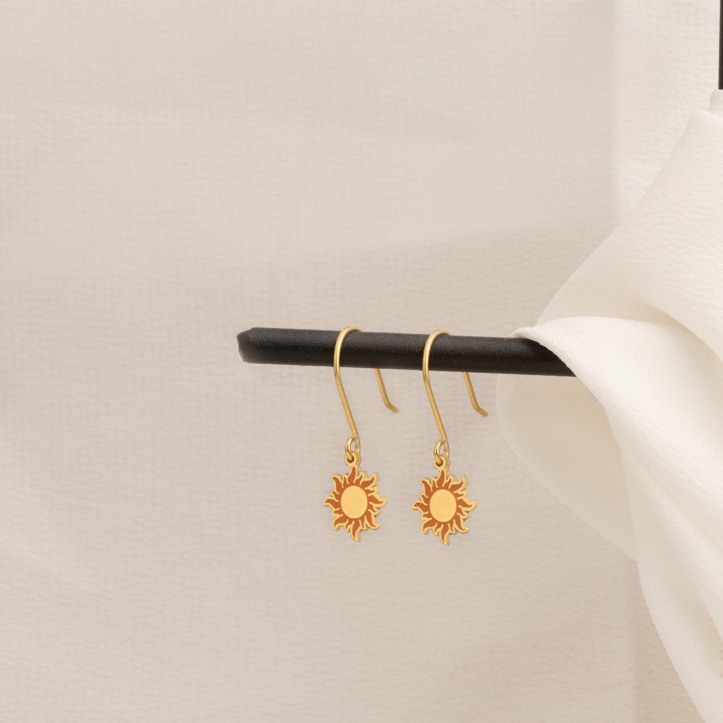 925 Sterling Silver Red Sun Earrings