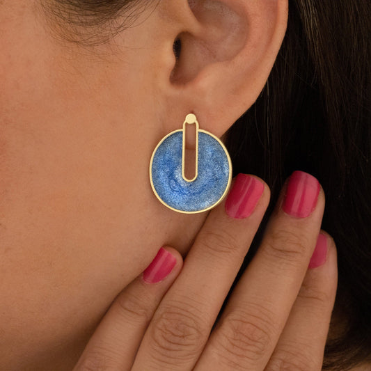 925 Sterling Silver Sparkly Blue Earrings