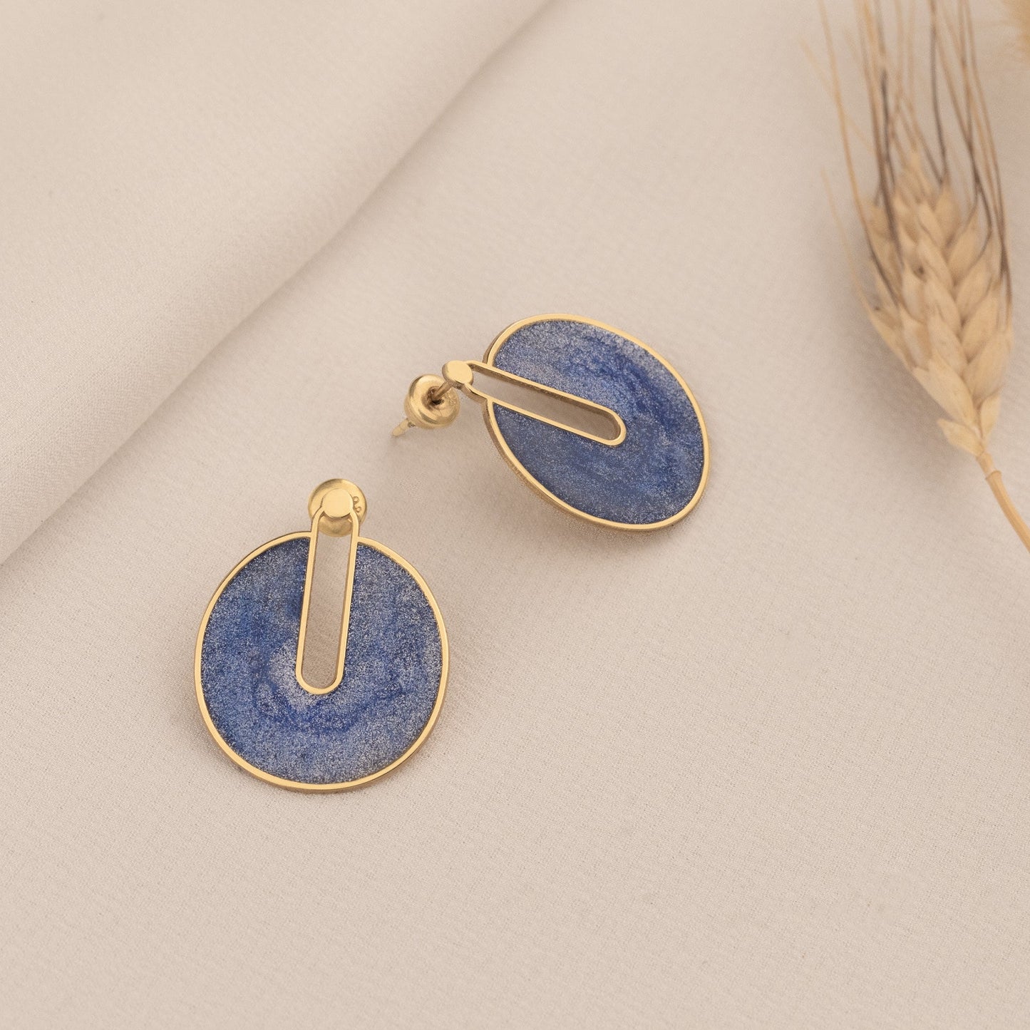 925 Sterling Silver Sparkly Blue Earrings