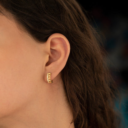 925 Sterling Silver Two Row Star Hoop Earrings