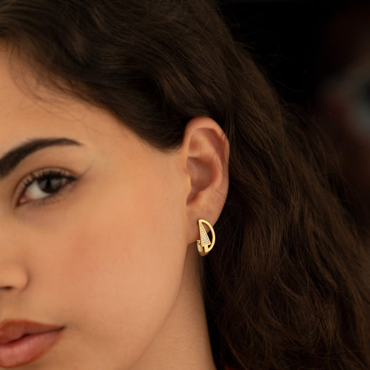 925 Sterling Silver Right Triangle Hoop Earrings