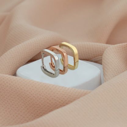 925 Sterling Silver Square Hoop Earrings