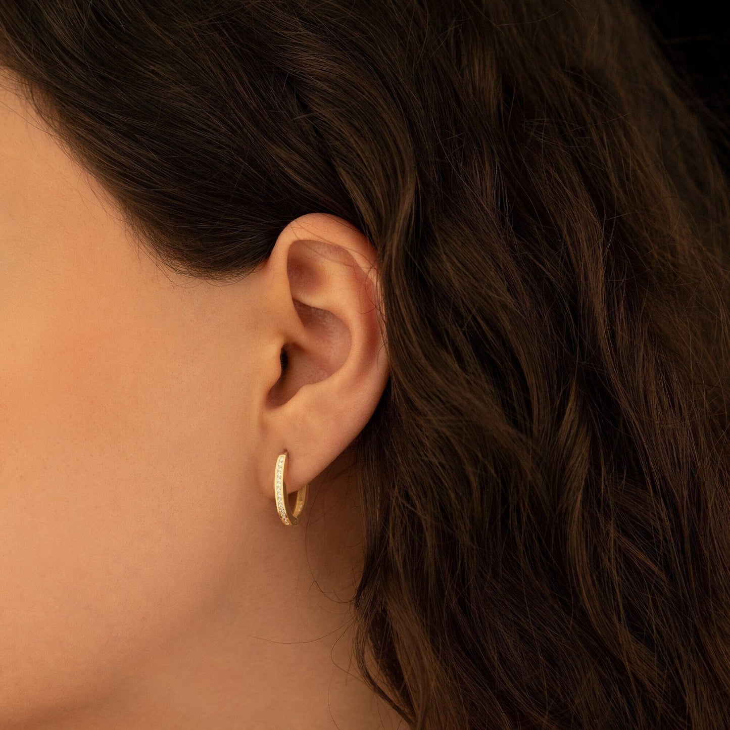 925 Sterling Silver Diamond Line Rectangle Earrings