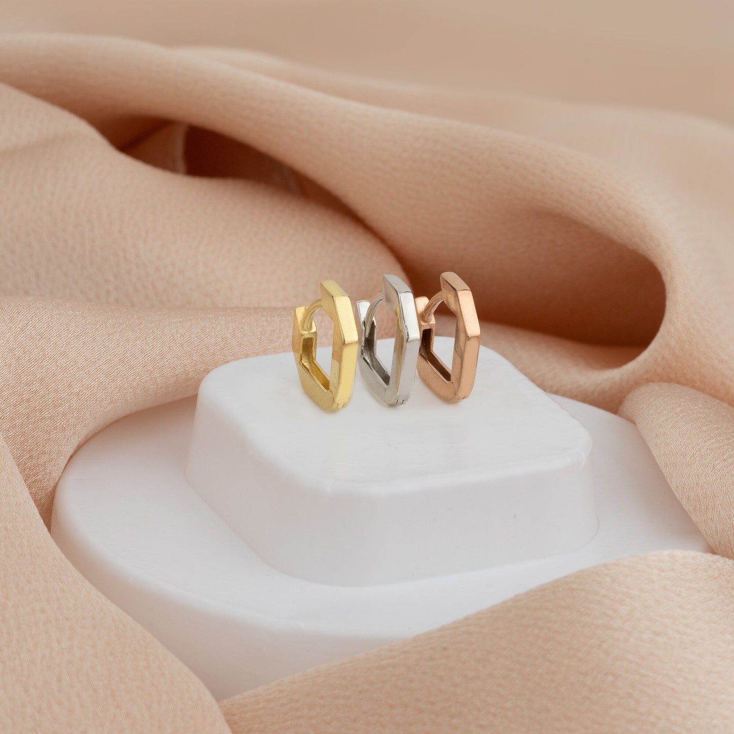 925 Sterling Silver Modern V Shaped Hoop Earrings