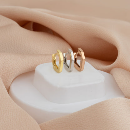 925 Sterling Silver Modern V Shaped Hoop Earrings