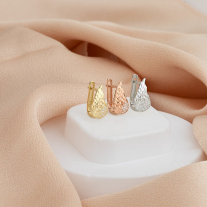 925 Sterling Silver Hammered Diamond Wing Earrings