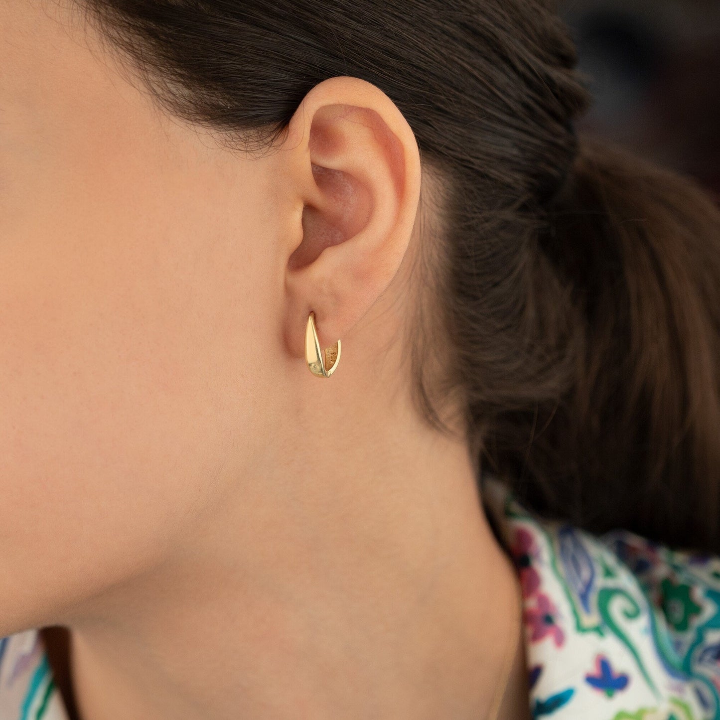 925 Sterling Silver Teardrop Hoop Earrings