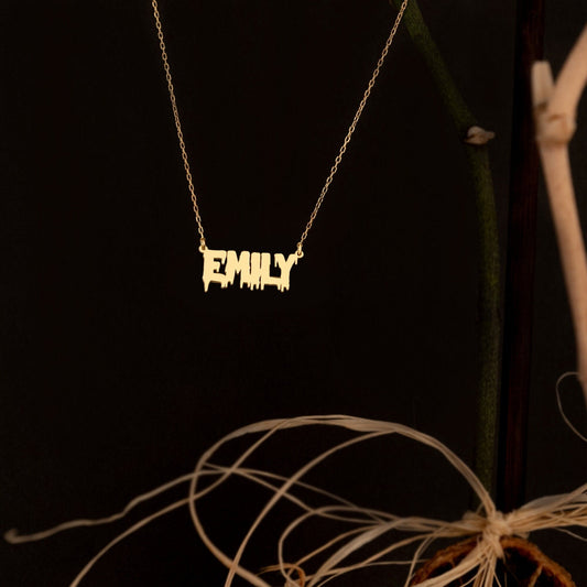 925 Sterling Silver Personalized Melting Name Necklace