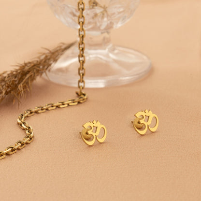 925 Sterling Silver Gold Om Earrings