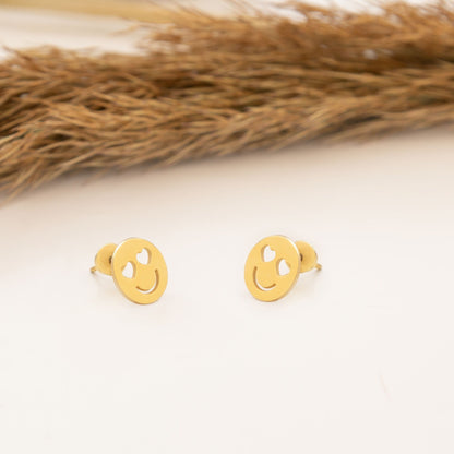 925 Sterling Silver Heart-Eyed Emoji Earrings