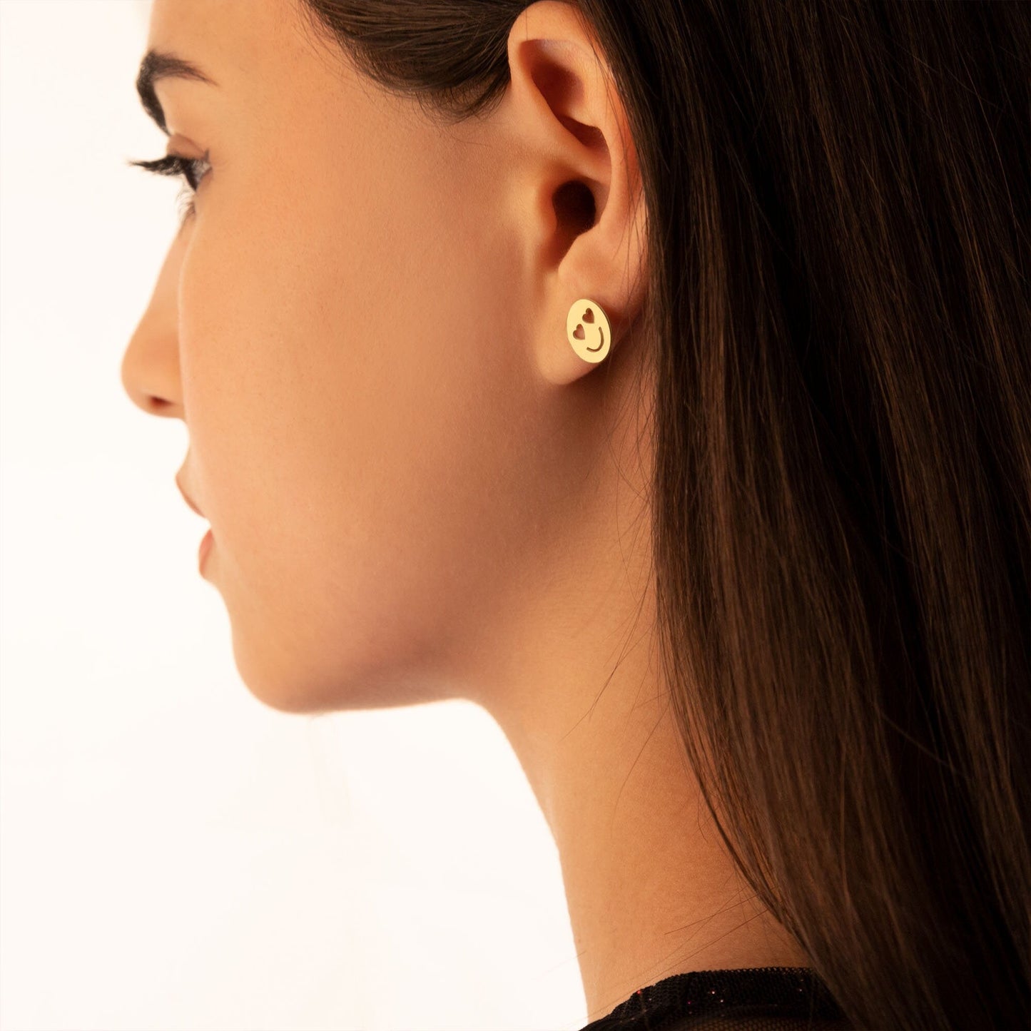 925 Sterling Silver Heart-Eyed Emoji Earrings