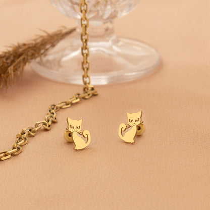 925 Sterling Silver Cat Earring