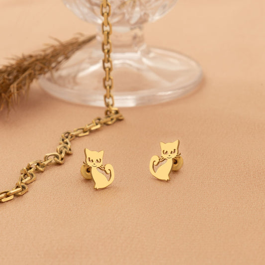 925 Sterling Silver Cat Earring