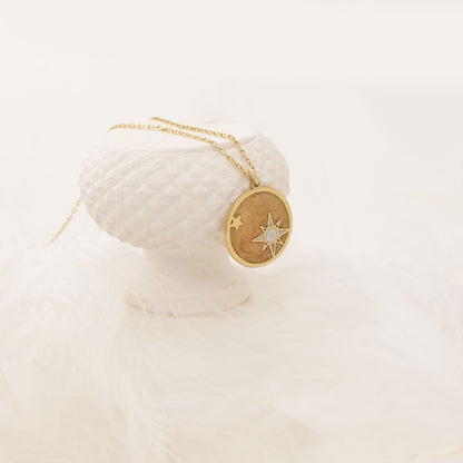 925 Sterling Silver Enamel North Star Necklace