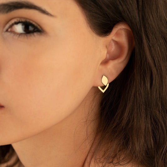 14K Solid Gold Teardrop Ear Jacket Earrings