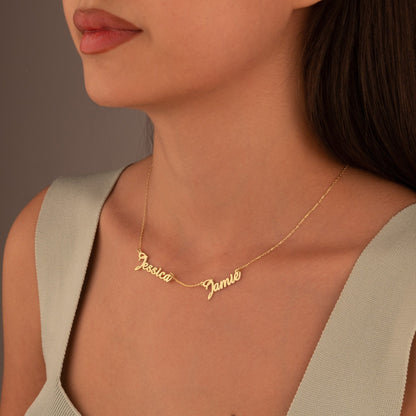 925 Sterling Silver Personalized Multiple Name Necklace with Heart