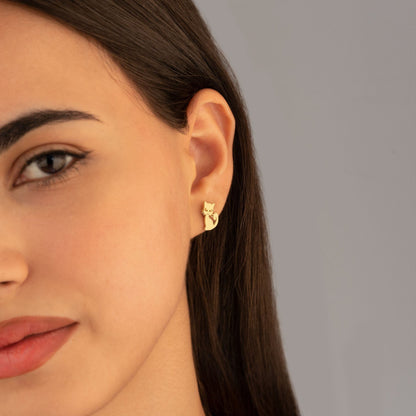 925 Sterling Silver Cat Earring