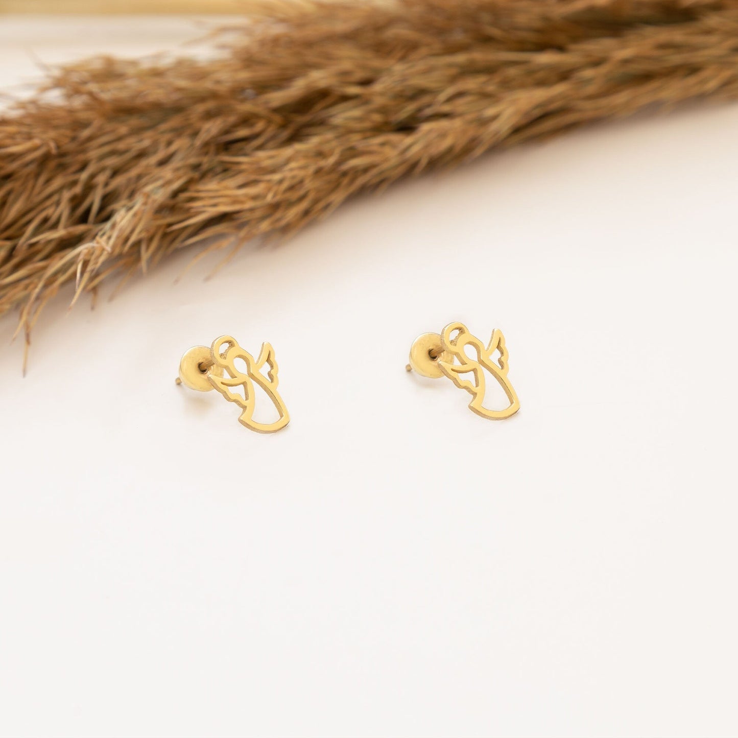 925 Sterling Silver Guardian Angel Stud Earrings