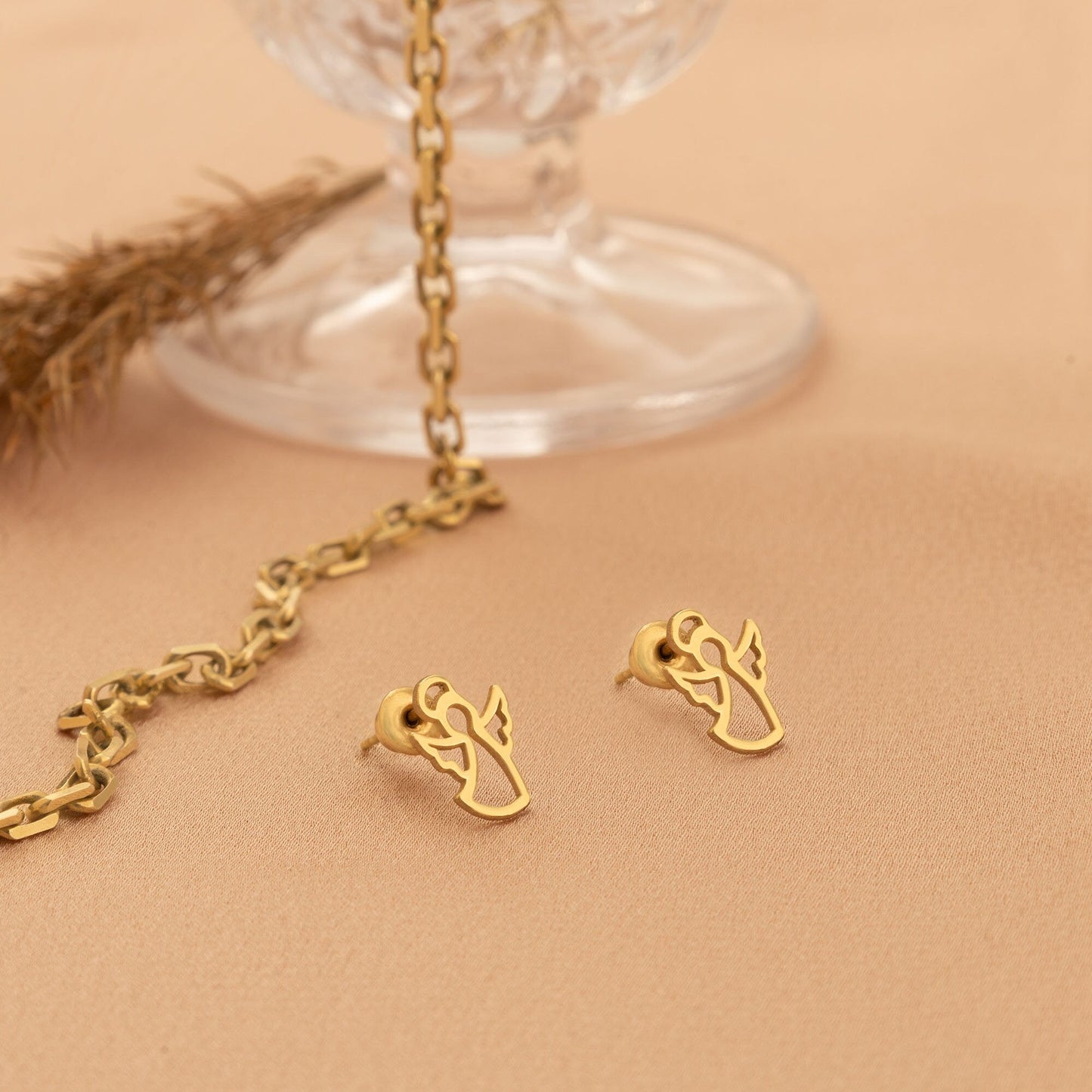 925 Sterling Silver Guardian Angel Stud Earrings