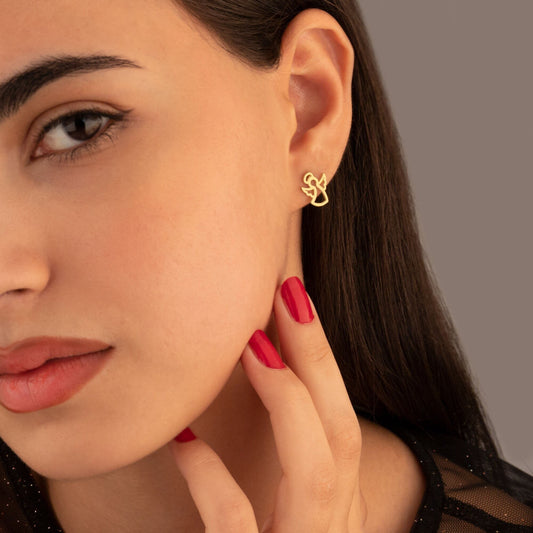 925 Sterling Silver Guardian Angel Stud Earrings