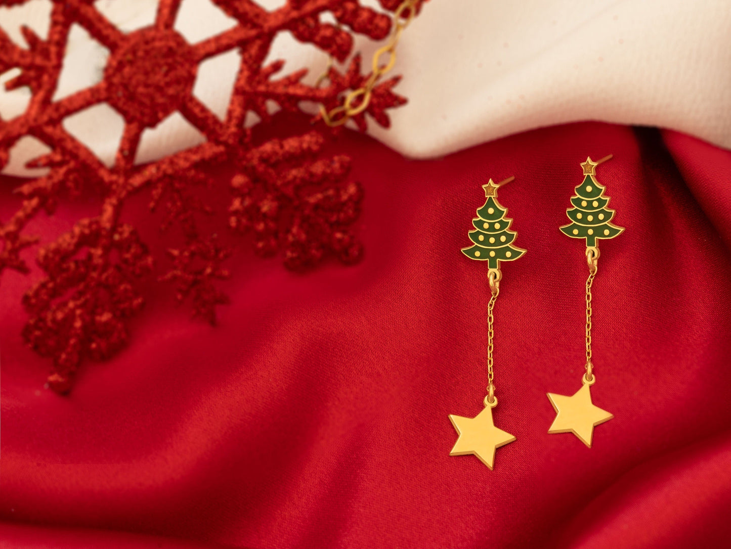 925 Sterling Silver Christmas Tree Dangle and Drop Earrings