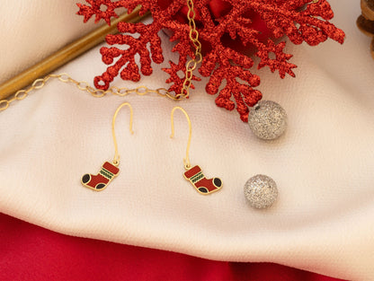 925 Sterling Silver Christmas Sock Earrings